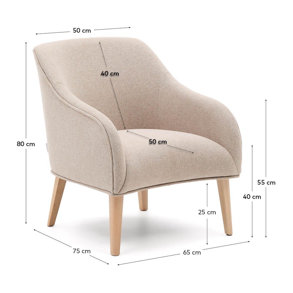 Beżowy fotel Bobly – Kave Home (zdjęcie 10)