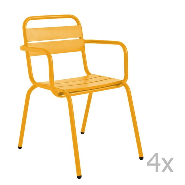Zestaw 4 żółtych krzeseł ogrodowych Isimar Barceloneta