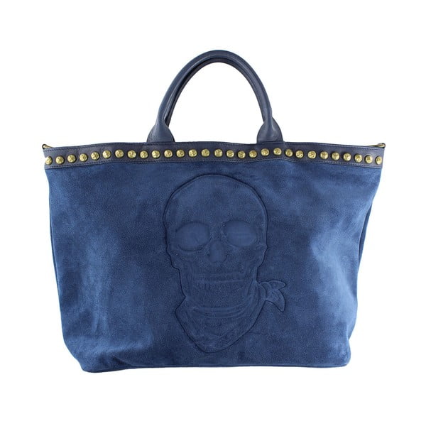Skórzana torebka Skull, niebieska