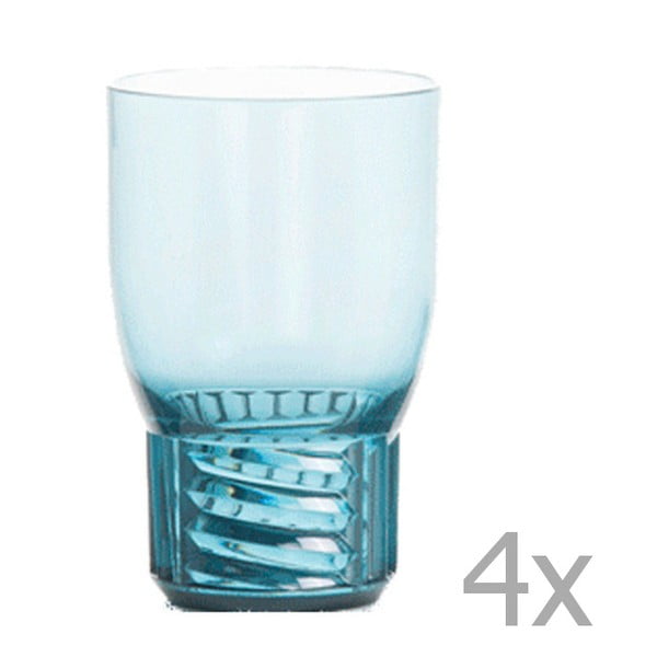 Zestaw 4 niebieskich przezroczystych szklanek Kartell Trama, 400 ml