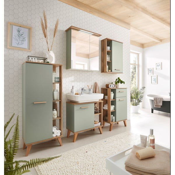 Zielona wisząca szafka łazienkowa w dekorze dębu 51x75 cm Set 963 – Pelipal-image-4