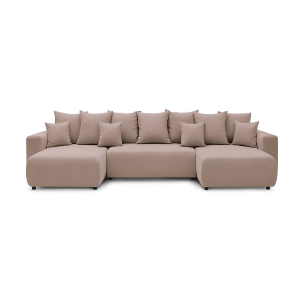 Jasnoróżowa sofa rozkładana w kształcie litery U Envy – Bobochic Paris