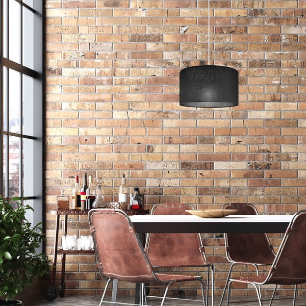 Czarna lampa wisząca z tekstylnym kloszem ø 35 cm Vivian – LAMKUR-image-1