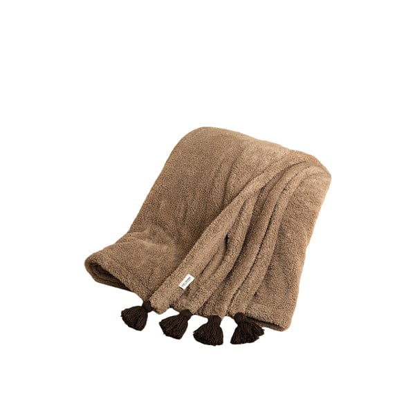 Brązowa narzuta z mikropluszu 160x200 cm Puffy – Mijolnir