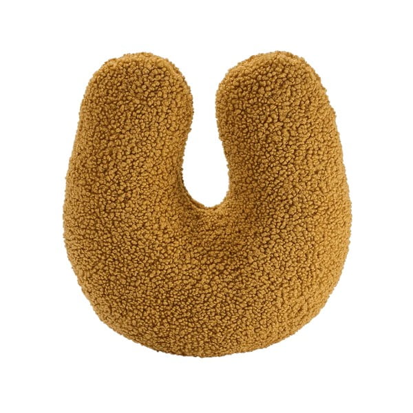 Brązowa poduszka na sofę dziecięcą z materiału bouclé U – Wigiwama