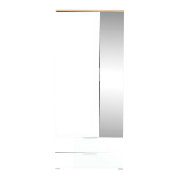 Biała szafa w dekorze dębu z lustrem 84x196 cm Telde – Germania-image-2