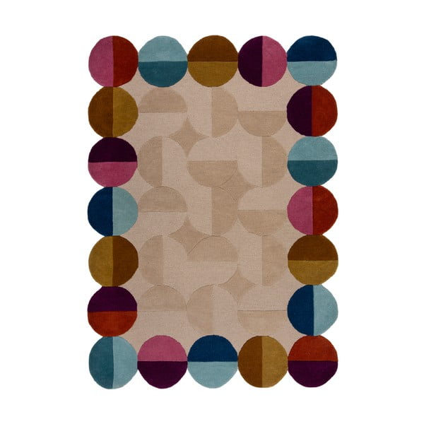 Beżowy wełniany dywan tkany ręcznie 200x290 cm Mia Textured Scallop – Flair Rugs