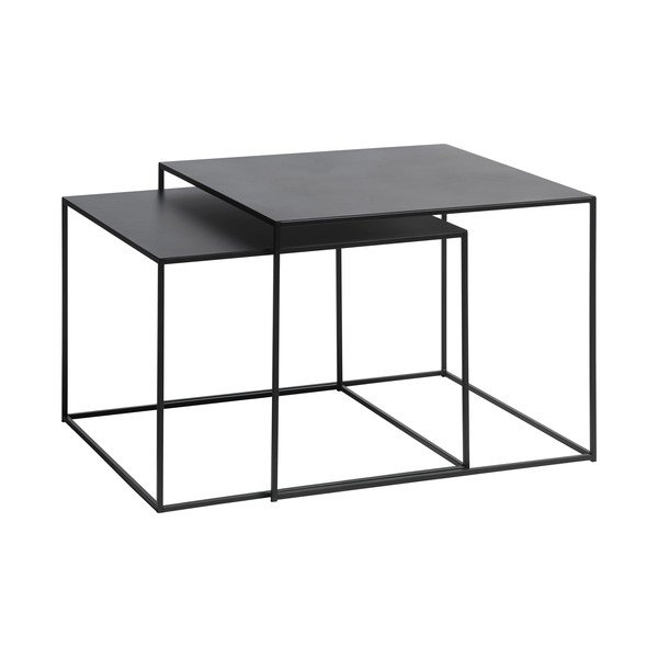 Czarne metalowe stoliki zestaw 2 szt. 65x65 cm Pebble – Unique Furniture