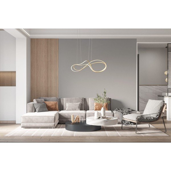 Lampa wisząca LED w kolorze złota z metalowym kloszem Nala – Trio Select-image-2