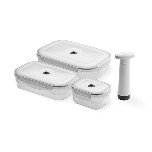 Zestaw 3 pojemników próżniowych na żywność z pompką Compactor Food Saver