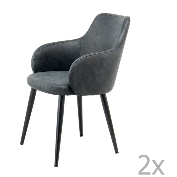 Komplet 2 czarnych krzeseł 360 Living Silas