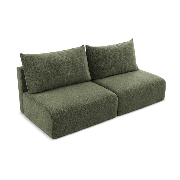 Zielona rozkładana/ze schowkiem sofa 216 cm Kalena – Makamii-image-2