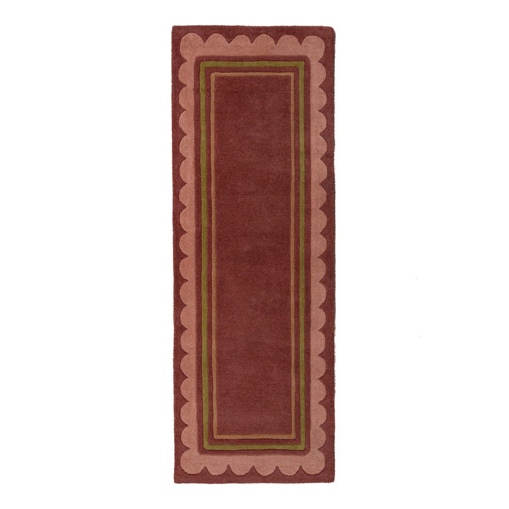 Bordowy wełniany chodnik tkany ręcznie 80x230 cm Lois – Flair Rugs