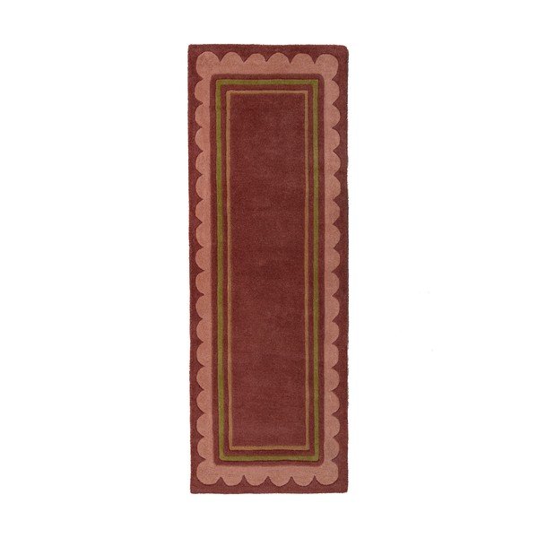 Bordowy wełniany chodnik tkany ręcznie 80x230 cm Lois – Flair Rugs