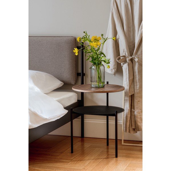 Czarno-naturalna kolorze szafka nocna z blatem w dekorze orzecha Tu – noo.ma-image-4