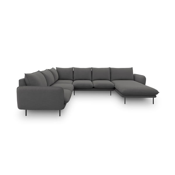 Ciemnoszara sofa w kształcie litery U Cosmopolitan Design Vienna, lewostronna