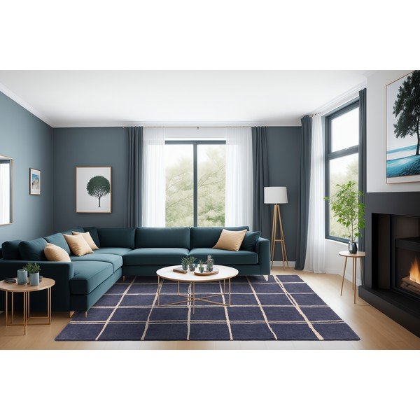 Niebieski wełniany dywan tkany ręcznie 160x230 cm – Asiatic Carpets-image-2