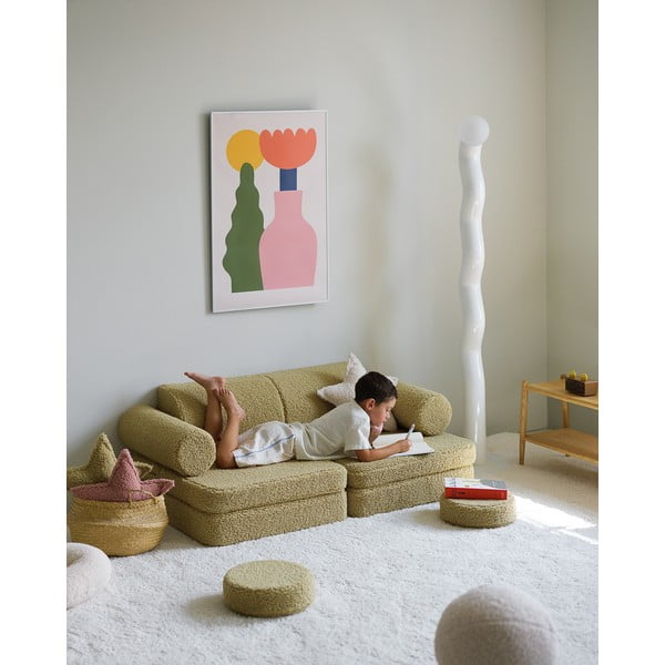 Zielona sofa dla dzieci z materiału bouclé 132 cm Settee – Wigiwama-image-3