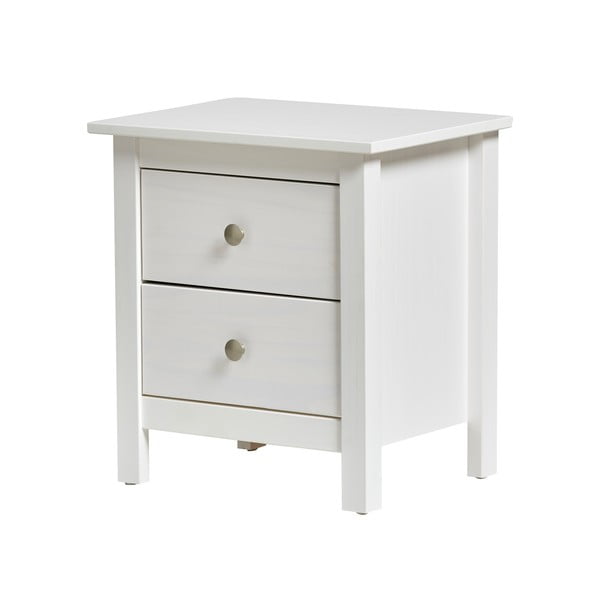 Biała szafka nocna z litego drewna sosnowego z 2 szufladami Marckeric Berna-image-2