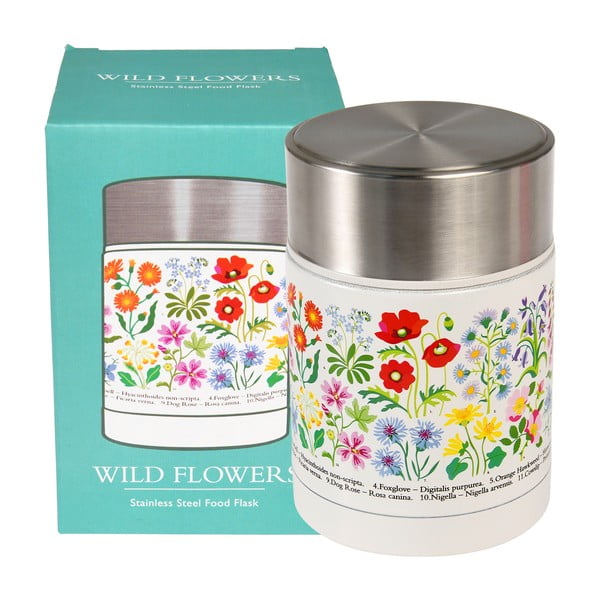 Termos na jedzenie dla dzieci w kremowo-srebrnym kolorze 450 ml Wild Flowers – Rex London-image-2