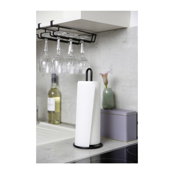 Czarny wieszak na kieliszki pod półkę Wenko-image-3