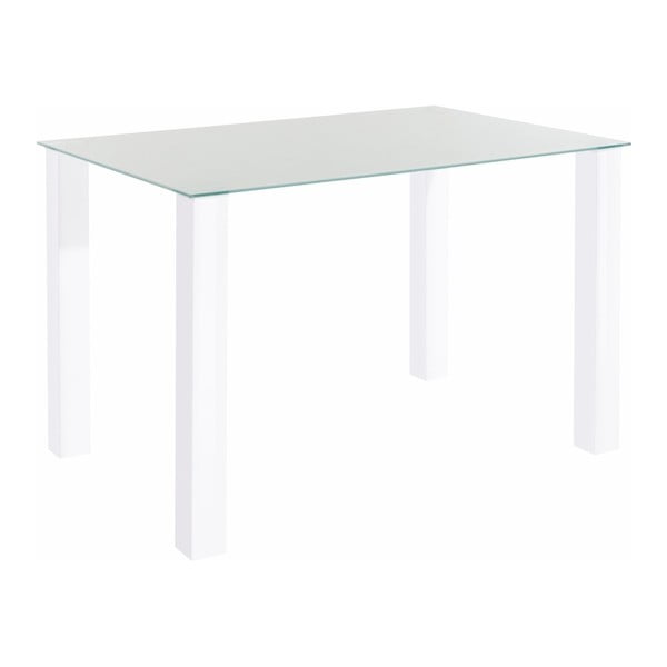 Biały stół z błyszczącym blatem ze szkła hartowanego Støraa Dante, 80x120 cm