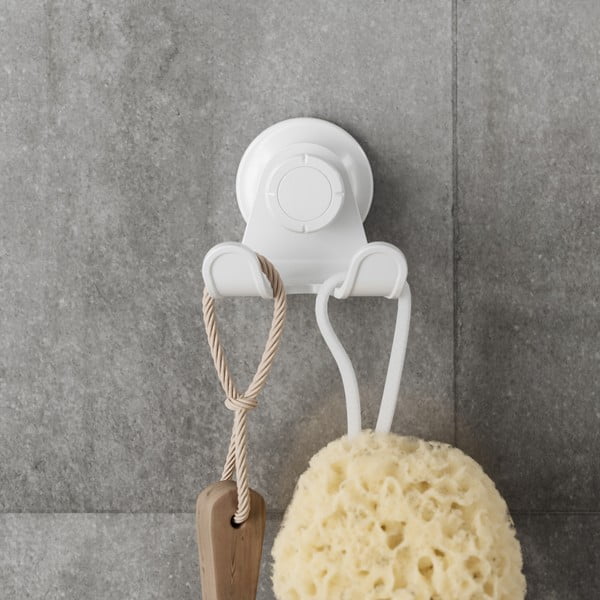 Biały samoprzylepny haczyk z plastiku z recyklingu Flex Adhesive – Umbra-image-2