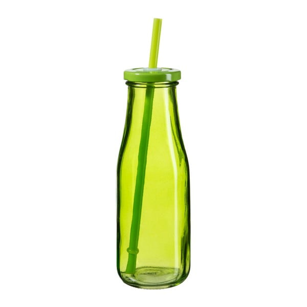 Zielona butelka z wieczkiem i słomką SUMMER FUN II BUNT, 440 ml