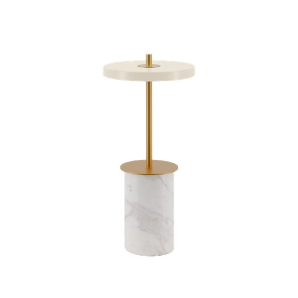 Kremowa marmurowa lampa stołowa LED ze ściemniaczem i metalowym kloszem (wysokość 25,5 cm) Asteria Move Mini – UMAGE