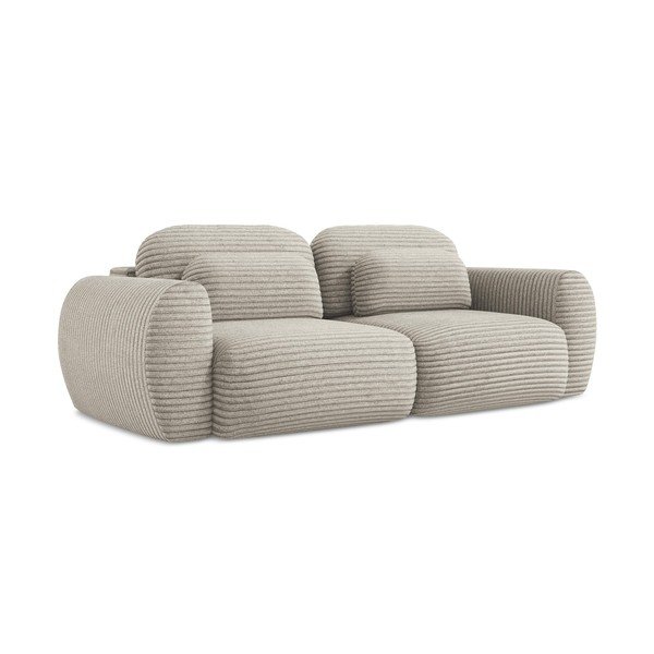 Jasnobrązowa sztruksowa rozkładana sofa ze schowkiem 266 cm Kini – Makamii-image-1