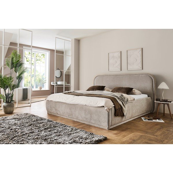 Beżowe tapicerowane łóżko dwuosobowe bez stelaża 180x200 cm Soma – Meise Möbel-image-1