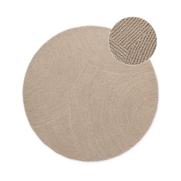 Beżowy wełniany okrągły dywan tkany ręcznie ø 120 cm Eleni Light Beige – Hanse Home