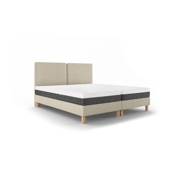 Beżowe tapicerowane łóżko dwuosobowe ze stelażem 160x200 cm Lotus – Mazzini Beds