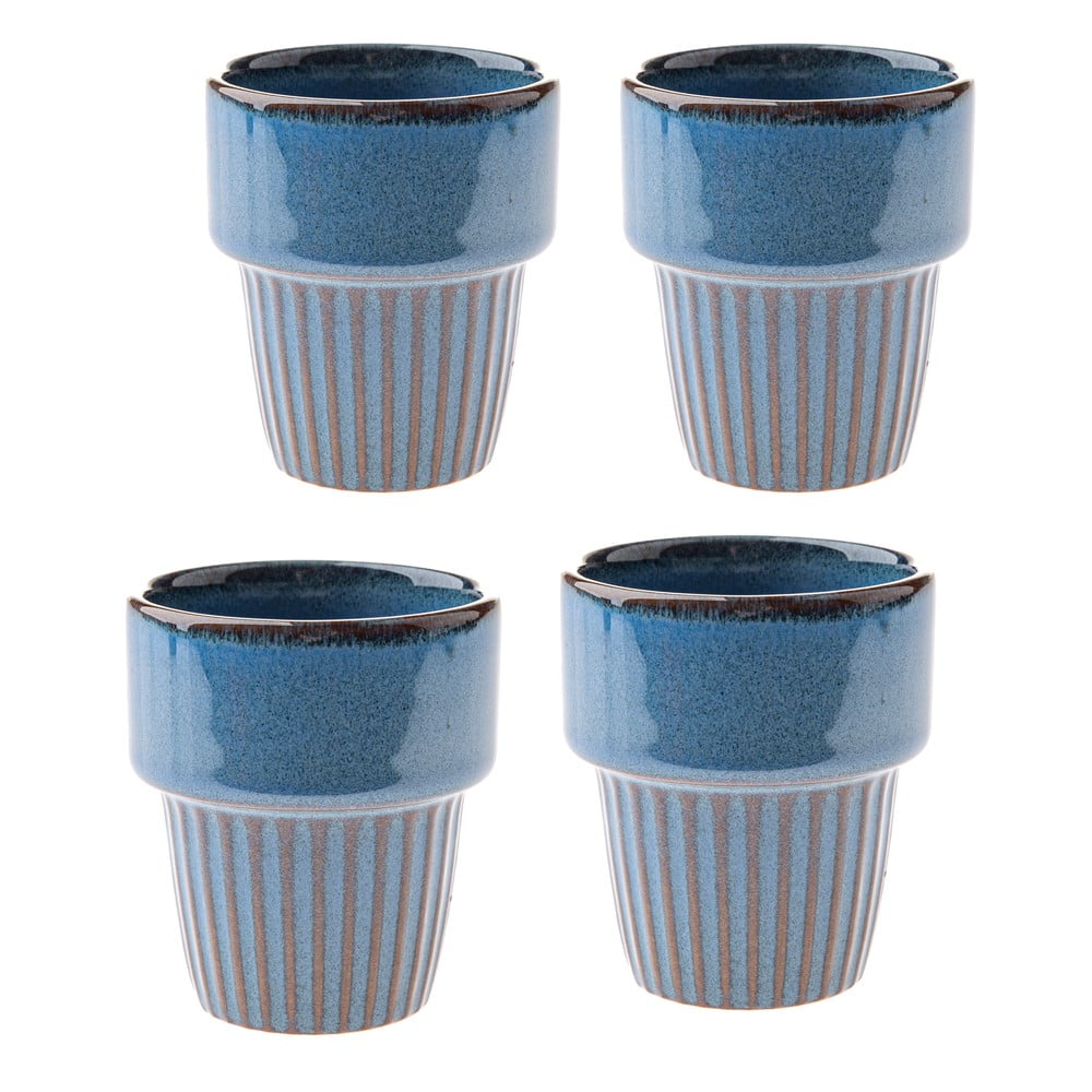 Niebieskie kamionkowe filiżanki zestaw 4 szt. na espresso 100 ml Tone – Dakls