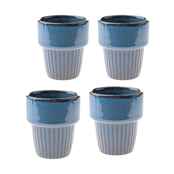 Niebieskie kamionkowe filiżanki zestaw 4 szt. na espresso 100 ml Tone – Dakls