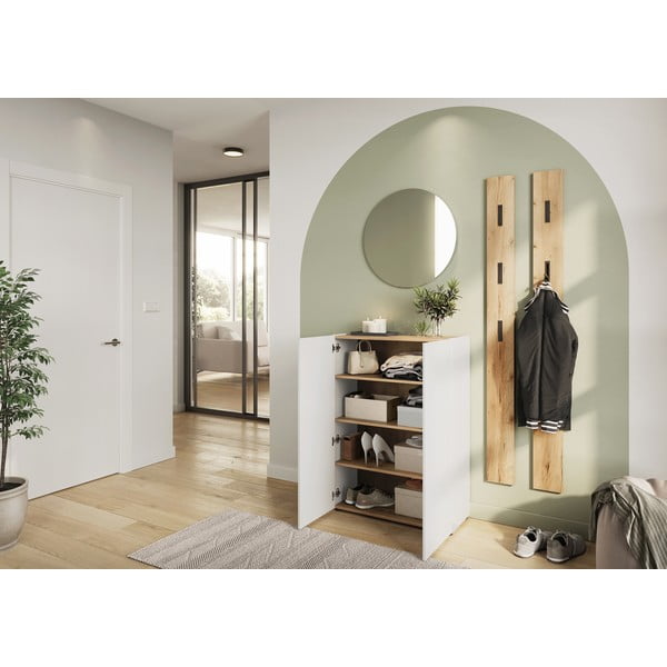 Biała szafka w dekorze dębu 74x105x33 cm Alviano – Germania-image-1