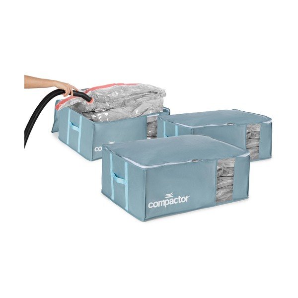 Plastikowe pojemniki próżniowe do przechowywania ubrań zestaw 3 szt. 65x45x27 cm Blue Edition – Compactor-image-4