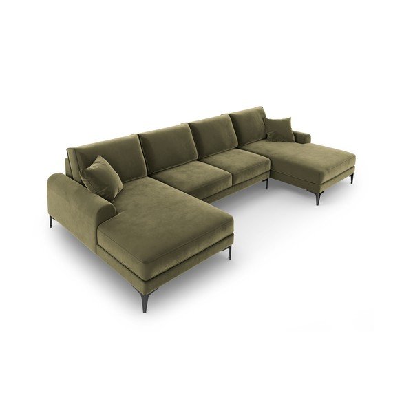 Zielona aksamitna sofa w kształcie "U" Mazzini Sofas Madara-image-4