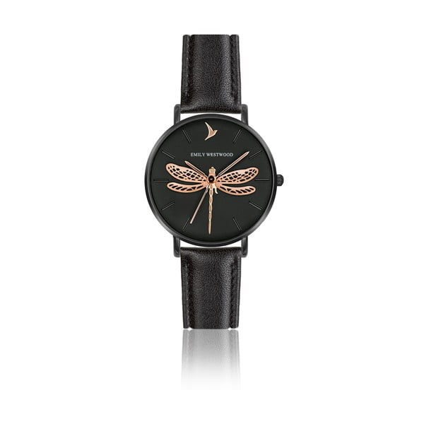 Damski zegarek z czarnym paskiem ze skóry naturalnej Emily Westwood Fly
