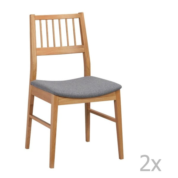 Zestaw 2 naturalnych krzeseł z drewna dębowego Folke Dan