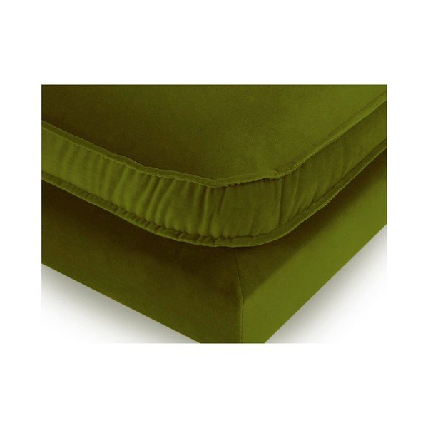 Zielony aksamitny podnóżek z czarnymi nogami Kooko Home Lento-image-3