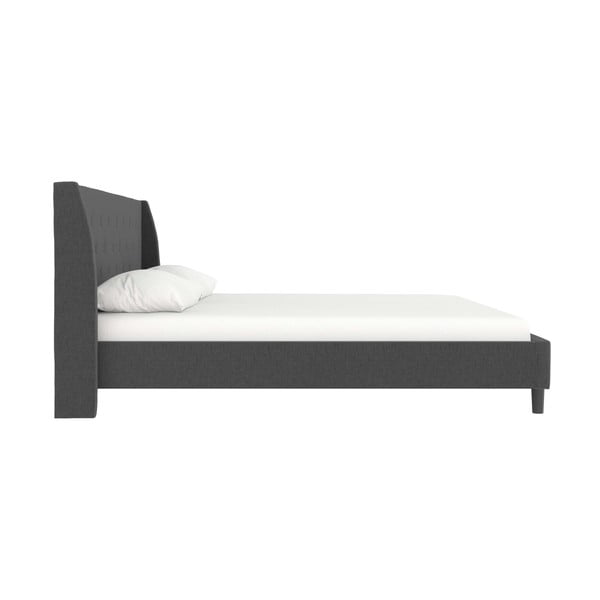 Ciemnoszare tapicerowane łóżko dwuosobowe 180x200 cm Her Majesty – Støraa-image-3