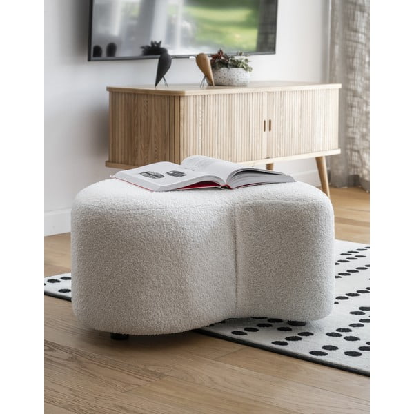 Biały puf z przędzy pętelkowej Bouclé Miuf – Miuform-image-1