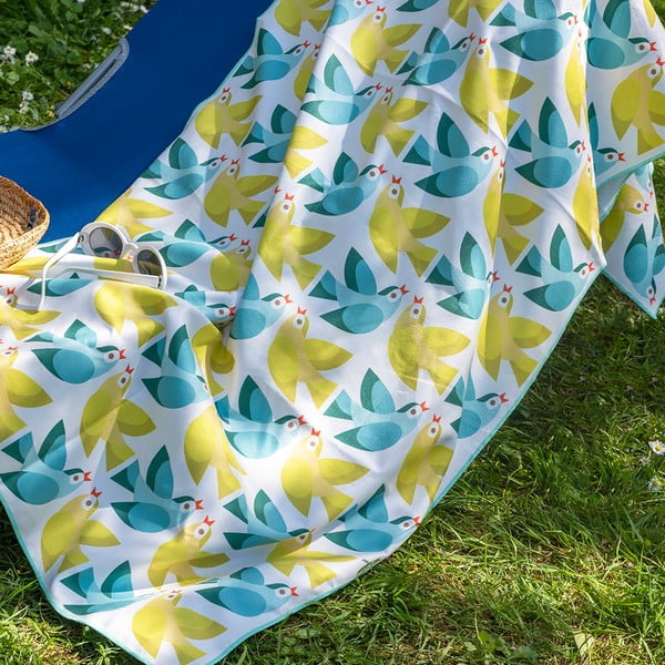 Żółto-niebieski ręcznik z mikrowłókna Rex London Love Birds, 70 x 150 cm-image-1