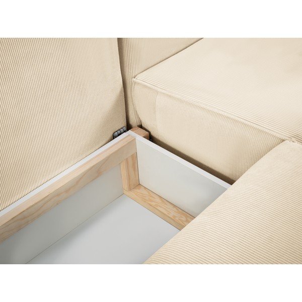 Beżowa sztruksowa rozkładana sofa w kształcie "U" Mazzini Sofas Azalea-image-1