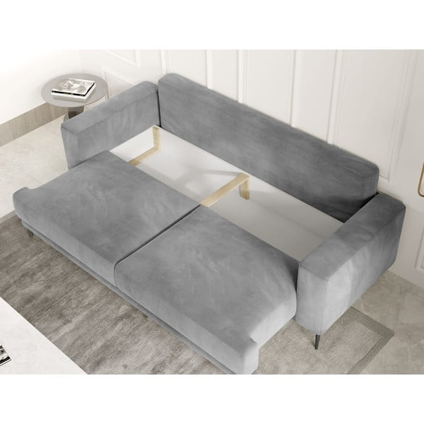 Jasnoszara aksamitna rozkładana/ze schowkiem sofa 260 cm Dalia – ELTAP-image-2
