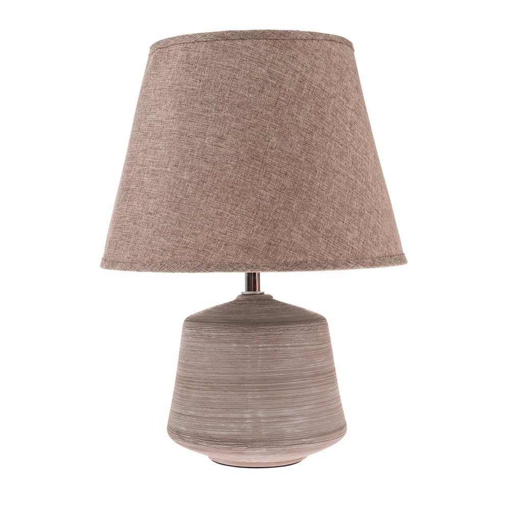 Beżowo-jasnobrązowa lampa stołowa z tekstylnym kloszem (wysokość 33 cm) – Dakls