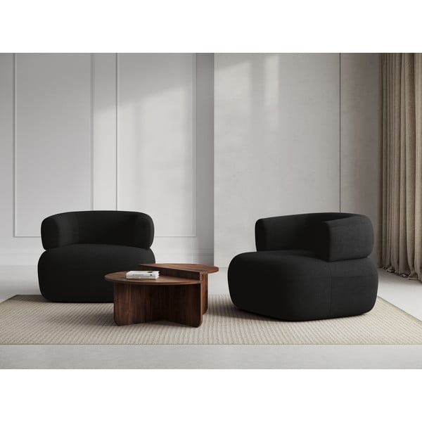 Czarny fotel z materiału bouclé Jenny – Micadoni Home-image-1