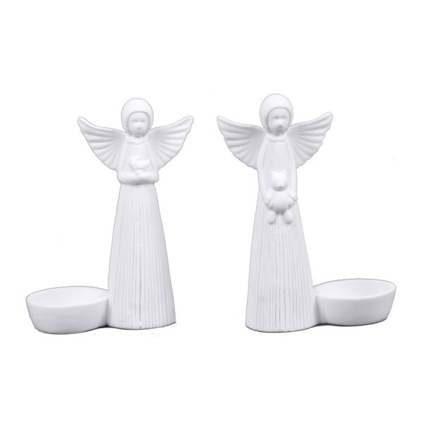 Zestaw 2 porcelanowych świeczników z aniołkami Ego Dekor
