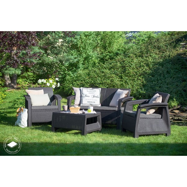 Ciemnoszary zestaw mebli ogrodowych dla 4 osób Corfu – Keter-image-1
